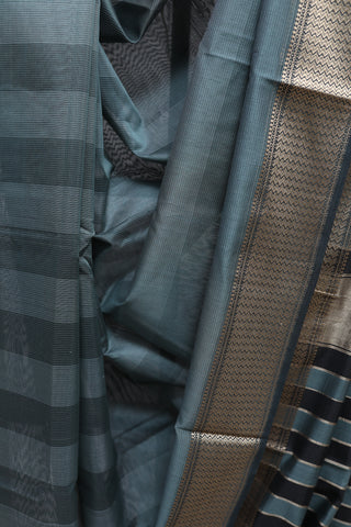 Teal Grey Cotton Silk Maheshwari Saree - SRTGCSMS321