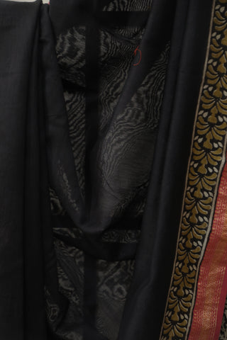 Black HBP Cotton Silk Saree With Maheshewari Border - SRBCSS896