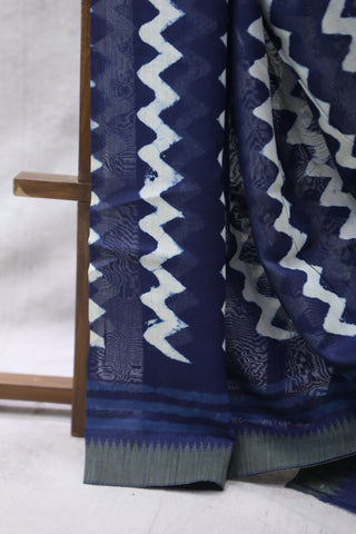 Indigo Cotton Silk Chanderi Saree  - SRICSCS125EX