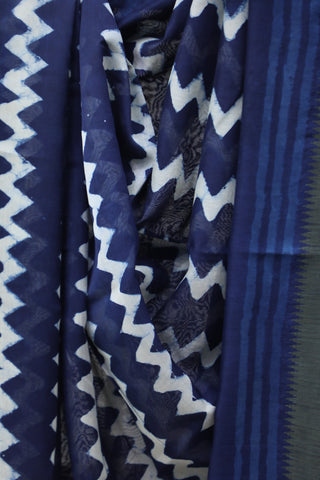 Indigo Cotton Silk Chanderi Saree  - SRICSCS125EX