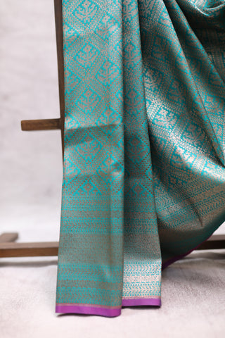 Aqua Green Banarasi Silk Saree-SRAGSS32EX