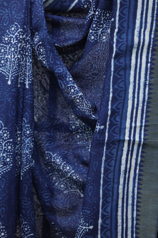 Indigo Cotton Silk Chanderi Saree  - SRICSCS126EX