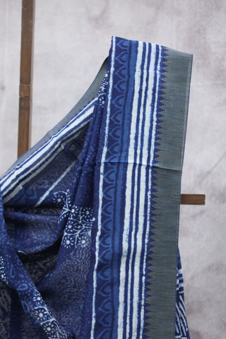 Indigo Cotton Silk Chanderi Saree  - SRICSCS126EX