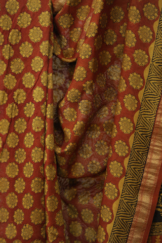 Maroon HBP Cotton Silk Saree With Maheshwari Border - SRMCSS861