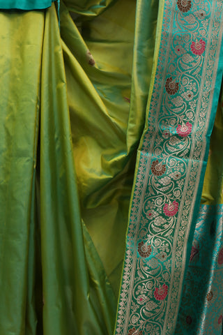 Parrot Green Banarasi Silk Saree-SRPGBSS358