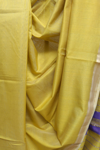 Lime yellow Cotton Silk Maheshwari Saree - SRLYCSMS356