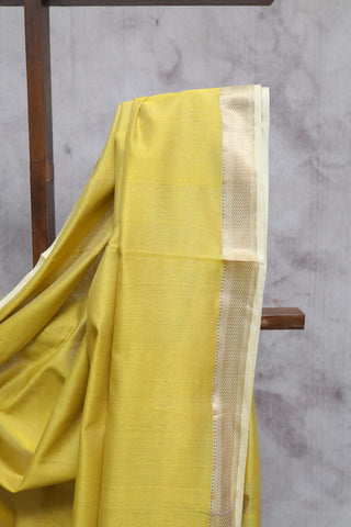 Lime yellow Cotton Silk Maheshwari Saree - SRLYCSMS356