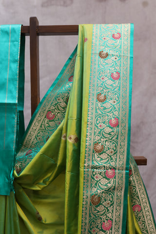 Parrot Green Banarasi Silk Saree-SRPGBSS358