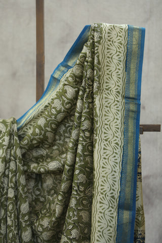 Green HBP Cotton Silk Saree With Maheshwari Border - SRGCSS872