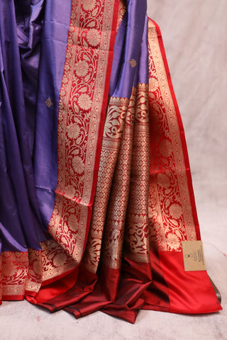 Ash Blue Banarasi Silk Saree-SRABBSS315