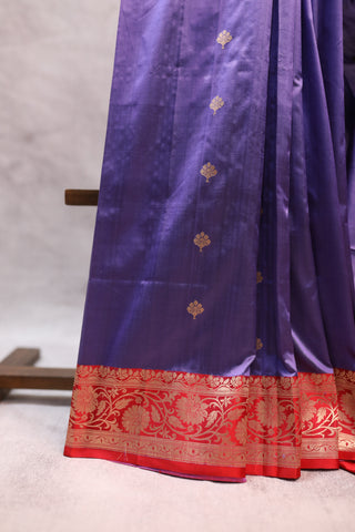 Ash Blue Banarasi Silk Saree-SRABBSS315