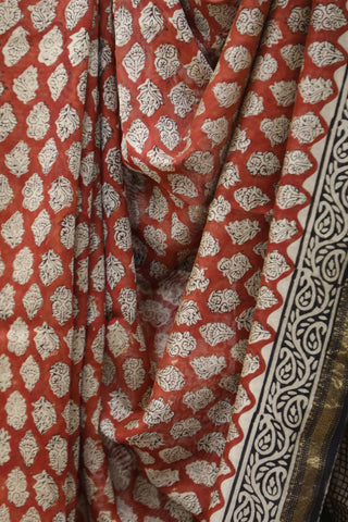 Red Cotton Silk Chanderi Saree  - SRRCSCS62EX