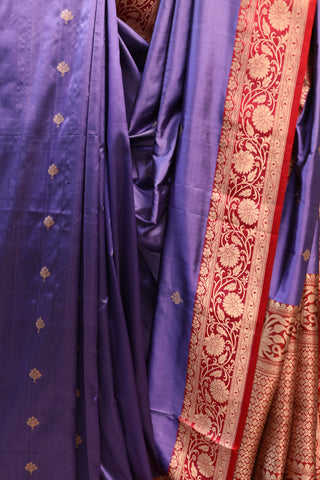 Ash Blue Banarasi Silk Saree-SRABBSS315