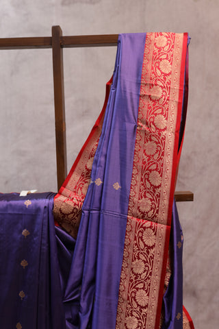 Ash Blue Banarasi Silk Saree-SRABBSS315