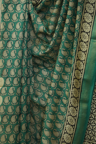 Green HBP Cotton Silk Saree With Maheshwari Border - SRGCSS873