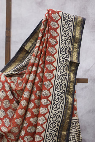 Red Cotton Silk Chanderi Saree  - SRRCSCS62EX