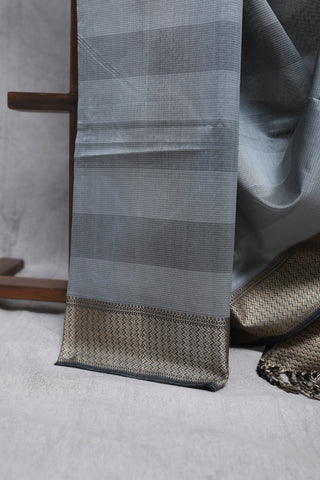 Grey Cotton Silk Maheshwari Saree - SRGCSMS323