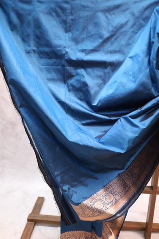 Dark Peacock Blue Banarasi Silk Saree-SRDPBBSS406