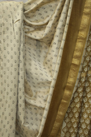 Cream HBP Cotton Silk Saree With Maheshwari Border - SRCCSS858