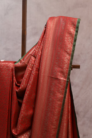 Red Banarasi Silk Saree-SRRSS13EX