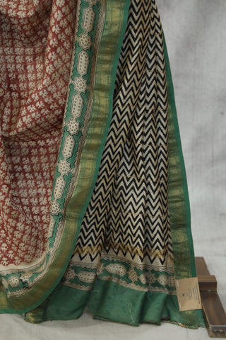 Maroon HBP Cotton Silk Saree With Maheshwari Border - SRMSS860