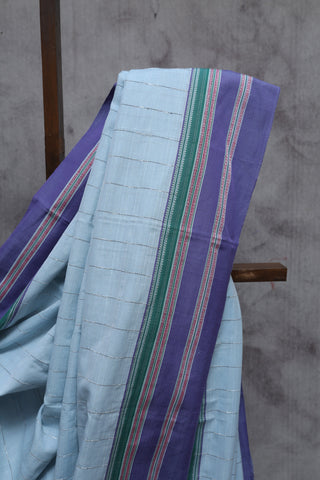 Light Blue Cotton Ilkal Saree with Gayatri Bordar -SRLBCIS304