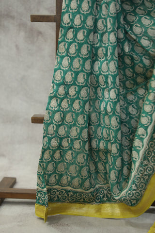 Green HBP Cotton Silk Saree With Maheshwari Border - SRGCSS927