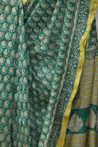 Green HBP Cotton Silk Saree With Maheshwari Border - SRGCSS927