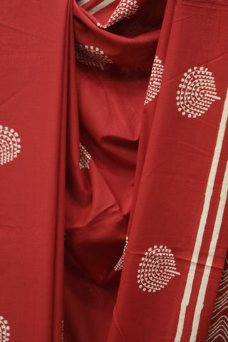 Red HBP Cotton Saree with Contrast Blouse -SRRCS1209