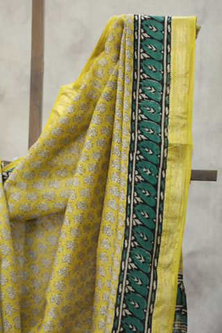 Yellow HBP Cotton Silk Saree With Maheshwari Border - SRYCSS926