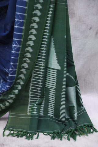 Blue Pochampalli Cotton Ikat Saree-SRBPCIS09EX