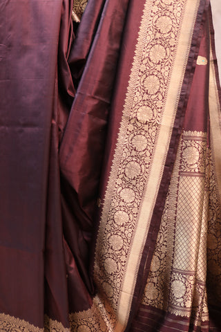 Wine Banarasi Silk Saree-SRWBSS410