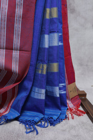 Blue Cotton Ilkal Saree with Gayatri Bordar -SRBCIS307