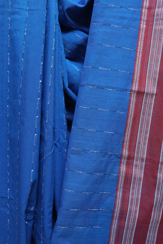 Blue Cotton Ilkal Saree with Gayatri Bordar -SRBCIS307