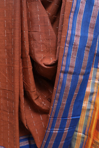 Brown Cotton Ilkal Saree with Gayatri Bordar -SRBCIS306