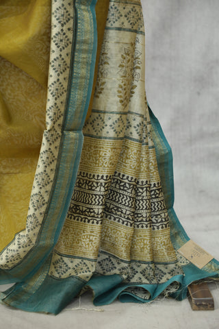 Olive HBP Cotton Silk Saree With Maheshewari Border - SROCSS868