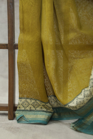 Olive HBP Cotton Silk Saree With Maheshewari Border - SROCSS868