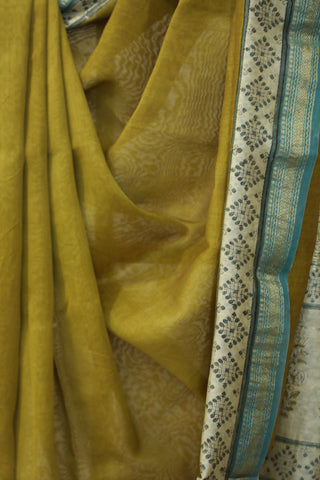 Olive HBP Cotton Silk Saree With Maheshewari Border - SROCSS868