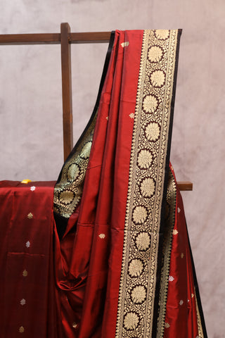 Maroon Banarasi Silk Saree-SRMBSS350