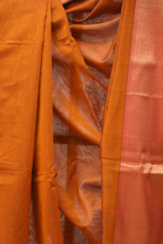 Rust Orange Silk Maheshwari Saree -SRROSMS129