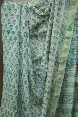 Mint Green HBP Cotton Silk Saree With Maheshewari Border - SRMGCSS867