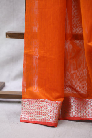 Orange Cotton Silk Maheshwari Saree - SRSYCSMS32EX