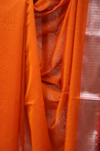 Orange Cotton Silk Maheshwari Saree - SRSYCSMS32EX