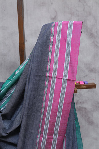 Grey Cotton Ilkal Saree with Gayatri Bordar -SRGCIS310