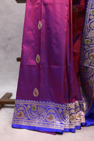 Two Tone Magenta Banarasi Silk Saree-SRTTMGBSS359