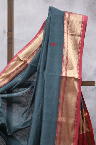 Moss Green Maheshwari Cotton Silk Saree - SRMGMCS214EX