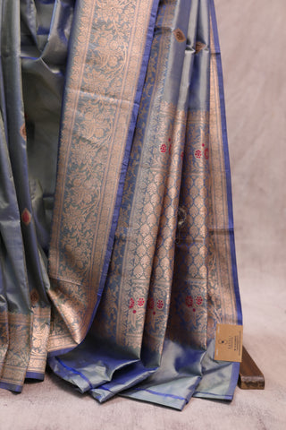 Grey Banarasi Silk Saree-SRGBSS335