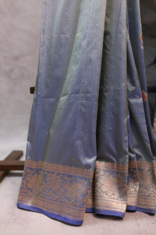 Grey Banarasi Silk Saree-SRGBSS335