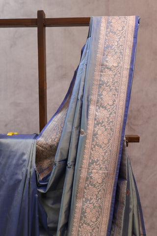 Grey Banarasi Silk Saree-SRGBSS335