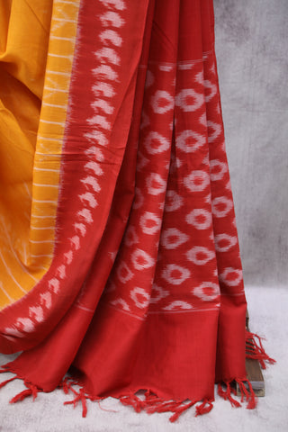 Yellow Pochampalli Cotton Ikat Saree-SRYPCIS21EX